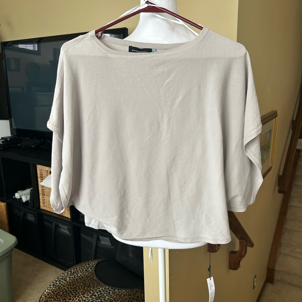 Boat Neck Taupe Dolman Stretch top